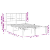 Metal Bed Frame without Mattress with Headboard White 120x200cm 355608