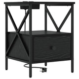 Bedside Cabinet with Drawer 2 pcs Black Oak 41.5 x 40.5 x 55 cm 859551