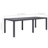 Garden Table Brown 220x90x72 cm Plastic Rattan Look 45609