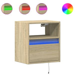 ZNTS Wall-mounted Bedside Cabinets with LED Lights 2 pcs Sonoma Oak 3307980