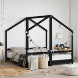 Kids Bed Frame Black 2x cm Solid Wood Pine 3200597
