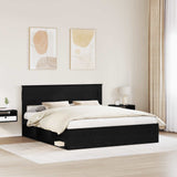 Bed Frame with Headboard Black 200 x 200 cm Solid Pine Wood 3409720