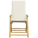 6 Piece Folding Reclining Chairs with Cream White Cushions Bamboo 3208928