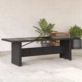 Garden Table Black PE rattan, powder-coated steel, tempered glass 365597