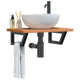 Basin Shelf Wall Mounted Steel and Solid Wood Beech 3302371