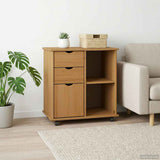 Rolling Cabinet Honey Brown 63.5 x 39 x 65.5 cm Solid Pine Wood 42028380