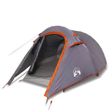 Camping Tent Tunnel 3-Person Grey and Orange Waterproof 94602
