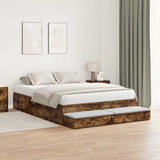 Storage Bed Frame with Drawer Smoked Oak 236.5 x 150 x 31.5 cm 3335649