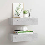 Wall Drawer Shelves 2 pcs Concrete Grey 40x23.5x10cm MDF 330252