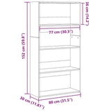 Bookcase Smoked Oak 80x30x152 cm Engineered Wood 857944