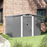 Garden Storage Shed Grey Metal 257x205x178 cm 42907