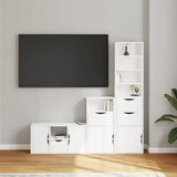 4 Piece TV Units with Storage ODDA White Solid Wood Pine 3365381