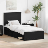 Bed Frame with Headboard Black 100 x 200 cm Solid Pine Wood 3409391