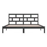 3101242 Bed Frame without Mattress Black Solid Wood Pine 200x200 cm