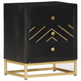 ZNTS Bedside Cabinet Black and Gold 40x30x50 cm Solid Mango Wood 286517