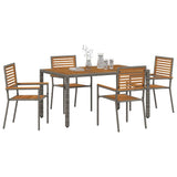 Garden Dining Set 5 pcs Grey and Brown Poly Rattan 3365439