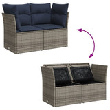Garden Sofa 8 pcs Grey and navy 124 x 62 x 69 cm Poly rattan 366164
