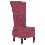 High Back Chair Wine Red Velvet Button Design 352467
