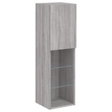7 Piece TV Wall Cabinet Set with LED Lights Grey Sonoma 3216776