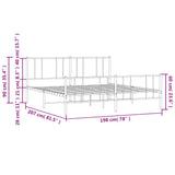Metal Bed Frame without Mattress with Footboard Black 193x203cm 352504