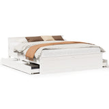 Bed Frame without Mattress with Headboard White 180x200 cm Super King Solid Wood Pine 3308757