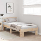 Bed Frame with Headboard Natural 75 x 190 cm Solid Pine Wood 872467