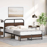 Bed Frame without Mattress 135x190 cm Brown Oak Engineered Wood 4100481