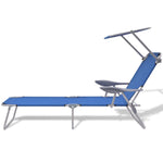 Sun Lounger with Canopy Steel Blue 42931