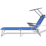 Sun Lounger with Canopy Steel Blue 42931