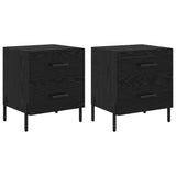 Bedside Cabinet with Drawer 2 pcs Black Oak 40 x 35 x 47.5 cm 882029