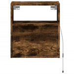 ZNTS Wall-mounted Bedside Cabinet with LED Lights Smoked Oak 3307983
