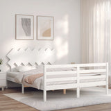 Bed Frame without Mattress White King Size Solid Wood 3195292