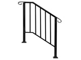 Matte Black Outdoor 2-Step Iron Handrail 19037788