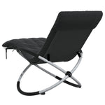 ZNTS Geometrical Sun Lounger with Cushion Black and Grey Steel 3213545