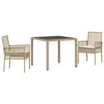 Garden Dining Set 3 pcs Beige Poly rattan 3334887