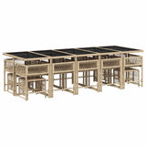 15 Piece Garden Dining Set with Cushions Mix Beige Poly Rattan 3211536