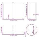 Dining Table Legs T-Shaped 2 pcs Black 90x35x cm Steel 4013064