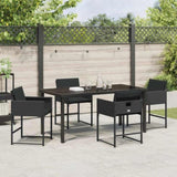 Garden Dining Set with Cushion 5 pcs Black Poly Rattan 3380010