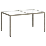 Garden Table 150x90x75 cm Tempered Glass and Poly Rattan Grey 316707