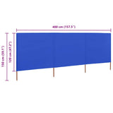 3-panel Wind Screen Fabric 400x120 cm Azure Blue 47147