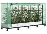 Garden Planter with Greenhouse Cover&Wheels 4 pcs White PP 3423142