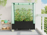 Raised Bed with Cover and Wheels Rattan Look 80x50x182 cm 4015822