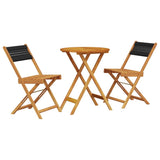 Bistro Set Black Solid acacia wood, Polypropylene Compact 3281745