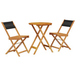 ZNTS 3 Piece Bistro Set Black Polypropylene and Solid Wood 3281745