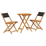 ZNTS 3 Piece Bistro Set Black Polypropylene and Solid Wood 3281745