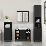ZNTS 3 Piece Bathroom Furniture Set Black Engineered Wood 3300970