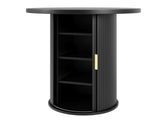 Round bar table with storage, 91.6cm high standing table with cabinet, MDF wood look, load capacity N639P442895S
