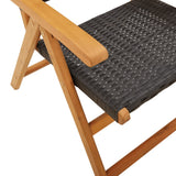 Reclining Garden Chairs 8 pcs Black Poly Rattan and Solid Wood 3214522