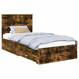 Bed Frame with Drawer Smoked Oak 100 x 200 cm Engineered Wood 3411345