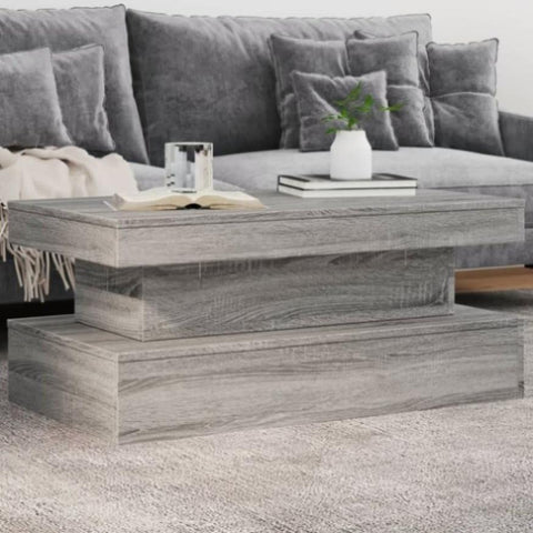 ZNTS Coffee Table with LED Lights Grey Sonoma 90x50x40 cm 839852